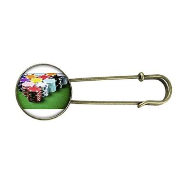 Imagem de Chip Green Table Gambling Foto Retro Metal Broche Pin Clip Joias