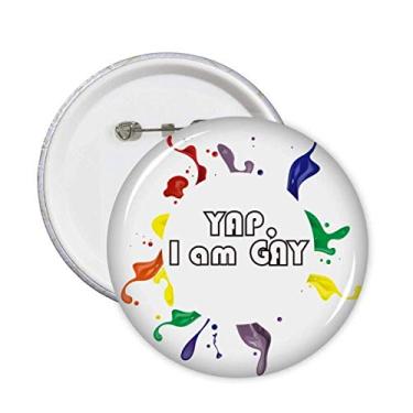 Imagem de Broche de bandeira de arco-íris LGBT Yap I Am Men Broche de emblema de botão de decoração 5 peças