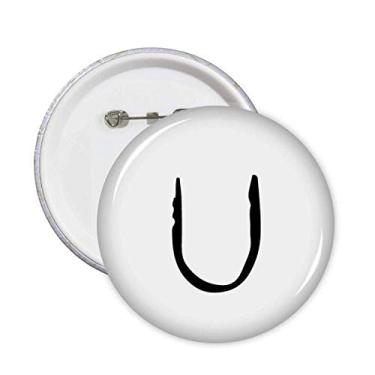 Imagem de Alfabeto grego Upsilon preto silhueta alfinetes emblema botão decoração acessório 5 peças