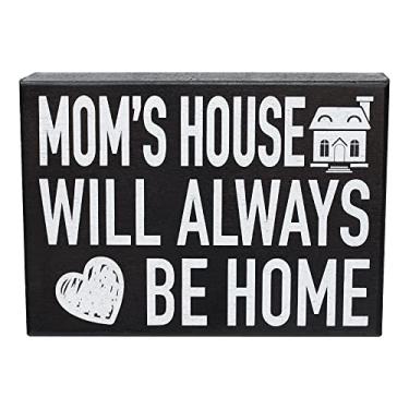 Imagem de JennyGems Placa de madeira Mom's House Will Always Be Home, decoração de mesa para mãe e pendurar na parede, presentes para mães, feito nos EUA
