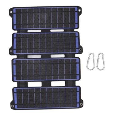 Imagem de Painel solar de 14 W 5 V ETFE com 2 saídas USB, painel solar flexível, silicone monocristalino dobrável para automóveis, eletrodomésticos (azul)