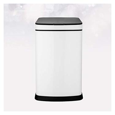 Imagem de Aditam lata de lixo casa inteligente lixeira elétrica quadrada lixeira de cozinha com tampa lixeira de indução de aço inoxidável para sala de estar banheiro, 5 cores lixeira de cozinha (capacidade: