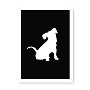 Imagem de Arte Maníacos Quadro Decorativo Silhueta Cão - 23x16,25cm (Moldura caixa em laca branca)
