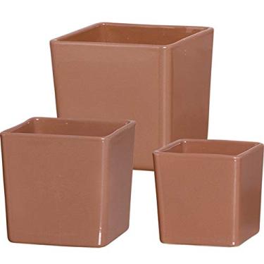 Imagem de Trio De Cachepôs Quadrados Ceramicas Pegorin Terracota