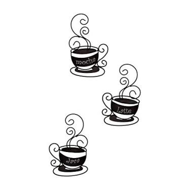 Imagem de Collections-Etc Metal Coffee Cup Wall Art - Conjunto de 3, 9" x 6" Black., Preto, 3