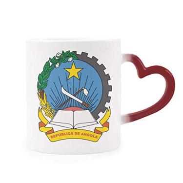 Imagem de Caneca com emblema nacional Luanda Angola sensível ao calor Caneca vermelha que muda de cor