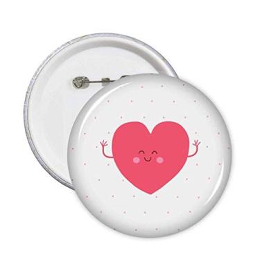 Imagem de Emblema para decoração de Dia dos Namorados rosa lindo rosto sorridente coração distintivo botão 5 peças