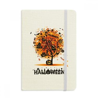 Imagem de Caderno de Halloween com estampa de árvore de desenho animado oficial de tecido rígido diário clássico