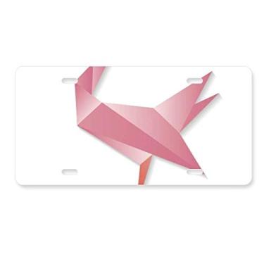 Imagem de DIYthinker Placa de licença geométrica, abstrata, flamingo, origami, decoração de placa de carro em aço inoxidável