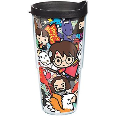 Imagem de Tervis Harry Potter - Copo com pingentes de grupo com envoltório e tampa preta, 680 g, transparente
