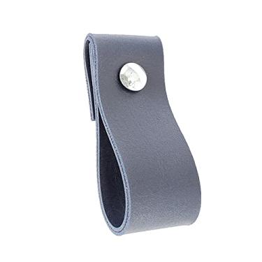 Imagem de Puxador Dobi Parafuso - Textura de Couro Azul Marinho - Parafuso Cromado