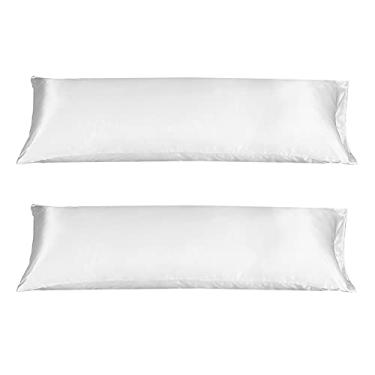 Imagem de 2 Fronha Capa Travesseiro Corpo Xuxão Cetim Branco 1,30x0,40