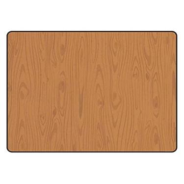 Imagem de ColourLife Capacho de madeira marrom textura leve antiderrapante tapete de entrada para banheiro e cozinha 60 x 40 cm
