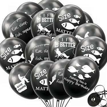 Imagem de Balões de látex Gone Fishing Pequeno Pescador Balões de Festa de Pesca Aniversário Balões de Festa de Pesca para Crianças Adultos Molinete de Peixes Divertidos Chá de Bebê Acessórios de Fotos de Aniversário Suprimentos de Decoração de Festa