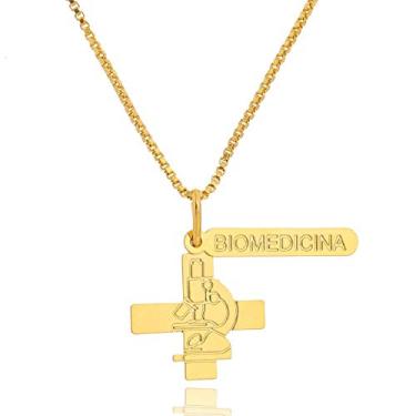 Imagem de Colar Profissão Biomedicina - Semijoia Folheada a Ouro Lua Mia Joias