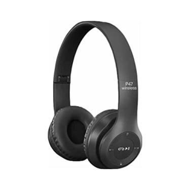 Imagem de Headphone, fone de ouvido sem fio P47, preto, compatível com bluetooth e com 90 dias de garantia de fabricação.
