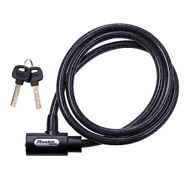 Imagem de Master Lock Cadeado de bicicleta 8364DCC com chave, 1,5 m de comprimento, preto