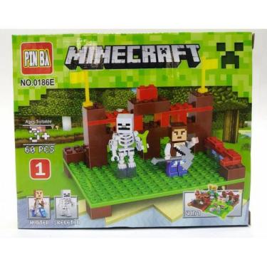 Cartela 10 Boneco Articulado Minecraft My Home - 2 Blocos + Zumbi