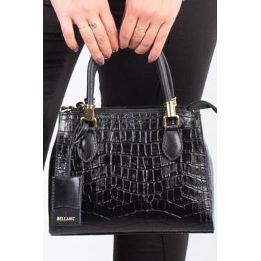 Imagem de Mini bolsa baú de couro croco Andy - Preto