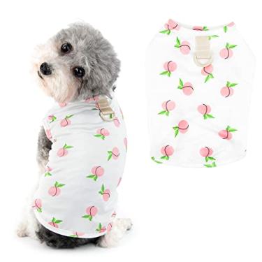 Imagem de Ranphy Colete de cachorro estampado de frutas para meninas pequenas filhote sem mangas com anel em D vestuário para gatos pequenos camiseta de verão primavera para cachorro, branco, G