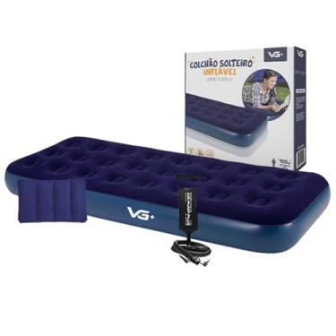 Imagem de VG PLUS, Colchão Solteiro Inflável + Bomba De Ar + Travesseiro VG Plus
