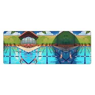 Imagem de Teclado de borracha extragrande flamingo e piscina, 30 x 81,5 polegadas, teclado multifuncional superespesso para proporcionar uma sensação confortável