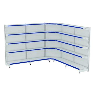 Imagem de Gondola Parede 170 Fit Ate 4 Metros 1 Canto Branco 25b Pe Az