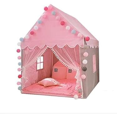 Imagem de Tenda de brincar para crianças pop-up, casinha de brincar infantil para meninas e meninos, barraca de brincar para crianças grandes, casa de brincar anti-choque rosa, castelo de brincar, ros