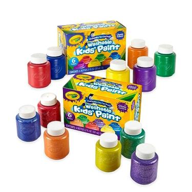 Imagem de Crayola Washable Kids Paint, 12 Count, Amazon Exclusive, Gift, Assorted and Glitter