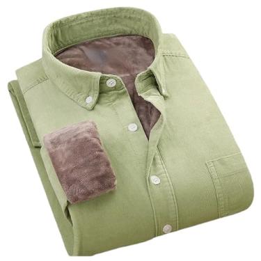 Imagem de Camisa masculina de lã grossa de algodão de veludo cotelê quente de inverno masculina com botões macios streetwear camisa masculina, Light En8, XXG