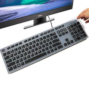 Imagem de Capa de teclado para teclado Dell KM636 sem fio e teclado Dell KB216 com fio/Dell Optiplex 5250 3050 3240 5460 7450 7050/Dell Inspiron AIO 3475/3670/3477 All-in One, capa preta
