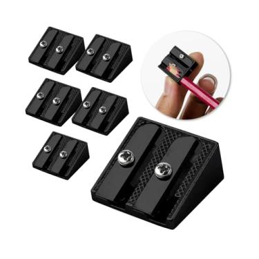 Imagem de Mr. Pen Apontador de lápis de metal portátil com 2 furos, pacote com 6, preto, apontador de lápis colorido, apontador de lápis portátil, apontador manual, apontador de lápis portátil