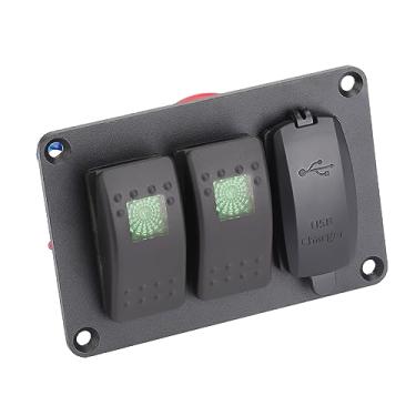 Imagem de Painel de Interruptor de Luz único para Motocicleta Atv 2, Carregador de Carro 4,8a Com 45 Adesivos Padrão, Preto, Vermelho, Verde, Led à Prova D'água (Azul)