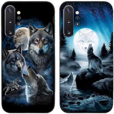 Imagem de 2 peças Moon Wolf Group Capa de telefone traseira impressa TPU gel silicone para Samsung Galaxy All Series (Galaxy Note 10 Plus/Note 10+)