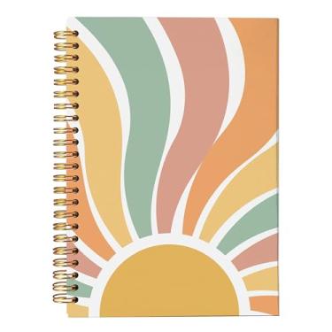 Imagem de VNWEK Caderno Boho Groovy – Diário Boho, Presentes Boho para Mulheres, Material de Escritório Boho, Caderno Espiral Vintage Boho Sol Sunshine 5,5 x 8,3, Cadernos de Escrita
