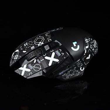 Imagem de BTL Adesivo de fita adesiva de mouse para Logitech G502 Hero SE feito à mão antiderrapante para chupar suor conjunto - preto e branco