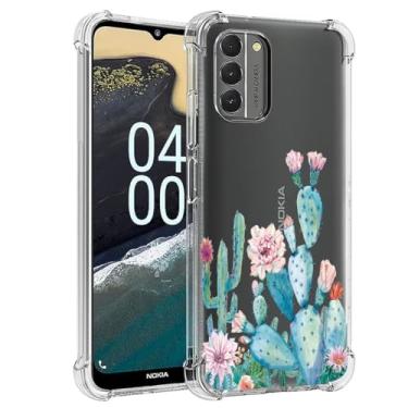 Imagem de Sidande Capa para Nokia G400, NokiaG400 5G TA-1530 Capa para meninas e mulheres, capa protetora fina de TPU flexível e floral transparente para Nokia G400 5G Cactus