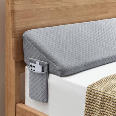 Imagem de JKMAX Almofada de cama para cabeceira, preenchedor de lacunas de cama completo (137 x 25 x 15 cm) - Enchimento de espaço para colchão (0 a 20 cm) - almofada de espuma triangular para preencher a