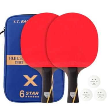 Imagem de Kit 2x Raquetes Classica Classineta Tênis de Mesa Huieson 6 Estrelas Profissional Ping Pong + Capa Raqueteira + 3 Bolas 3 Estrelas (2x Classineta)