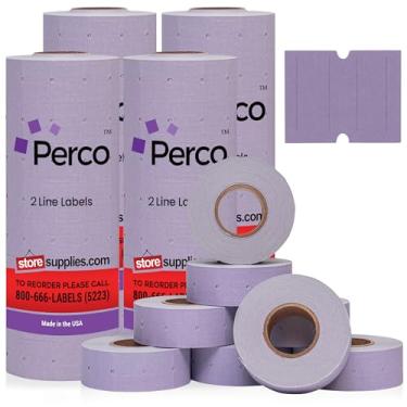 Imagem de Perco Etiquetas de lavanda de 2 linhas – 4 mangas, 24.000 etiquetas de preço em branco para armas Perco de 2 linhas de preço e data