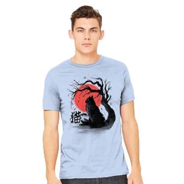 Imagem de TeeFury - Black Cat Kanji - Camiseta masculina animal, gato, Azul marino, GG