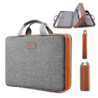Imagem de ZINZ Capa para laptop 15 15.6 40.6 cm, bolsa de mão expansível para computador com vários bolsos compatível com MacBook Pro de 16 polegadas M4/M3/M2/M1, MacBook Air/Pro de 15 polegadas e notebooks de