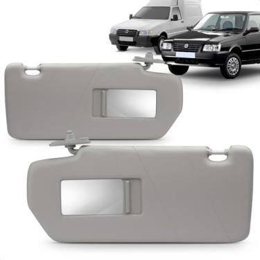 Imagem de Par Quebra Sol Uno Fiorino 2004 2005 2006 2007 2008 2009 2010 Cinza Claro Espelho