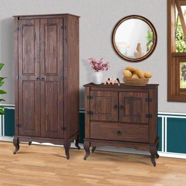 Imagem de Paneleiro Com Balcão Rústico Para Cozinha Madeira Maciça Marrom Shop Jm