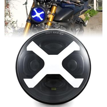 Imagem de Farol de motocicleta 5,75, farol para motocicleta, X-Style farol azul DRL compatível com Sportster Iron 883 SuperLow XL883 XL1200, Softail Springer, Dyna Street Bob Low Rider