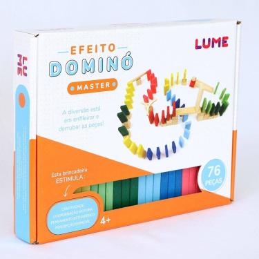 Imagem de Efeito Dominó Master colorido de madeira 76 Peças Lume