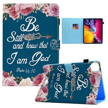 Imagem de smauncucn Capa para iPad Air 4 (4ª geração, versão 2020), Bíblia Salmo 46:10 Rosa Flor Carteira de Couro PU Suporte Folio Slim Smart com Auto Sleep/Wake Capa para iPad Air 4 10,9 polegadas