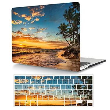 Imagem de Capa compatível com MacBook Pro 13 polegadas 2015 2014 2013 2012 modelos A1502 e A1425, capa protetora de plástico rígido e capa de teclado para Mac Pro 13 com tela retina - pôr do sol