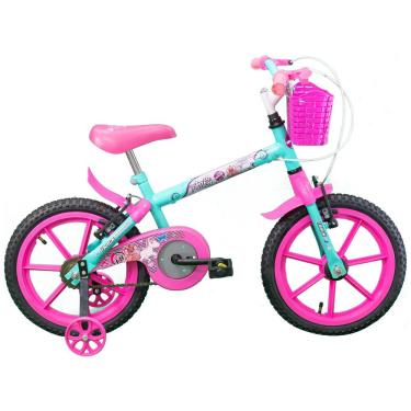 Imagem de Bicicleta Infantil Pinky Aro 16 Rodinhas Laterais Track e Bike - Azul/Rosa