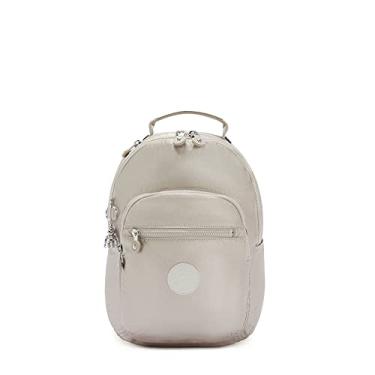 Imagem de Kipling Mochila feminina Seoul pequena, durável, alças acolchoadas com manga para tablet, bolsa, Brilho metálico, 10''L x 13.75''H x 6.25''D, Mochila feminina Seoul pequena para tablet, durável, alças